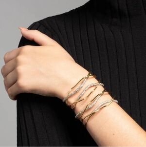 Alexis Bittar Solanales Gold Crystal Intertwined Cuff Set of 2